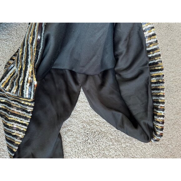 THEIA New Sz 8 Black & Gold Striped Sequin LS Evening Cocktail Dress $495 - Picture 13 of 16